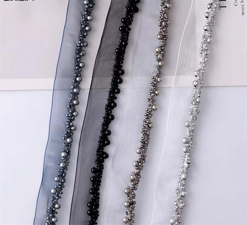 1.5cm ribbon with rice bead lace