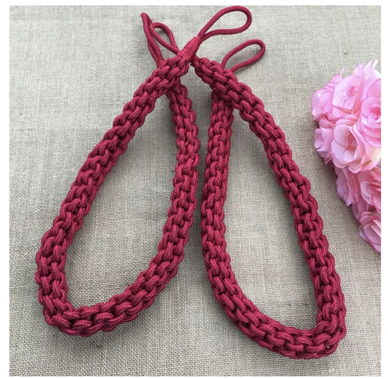 0.3cm红色手工编织麻花窗帘绑带