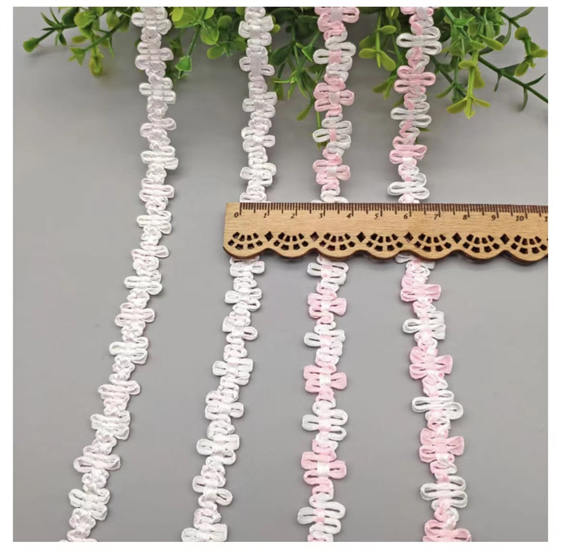 1.2cm浅粉间白色尼龙钩边带