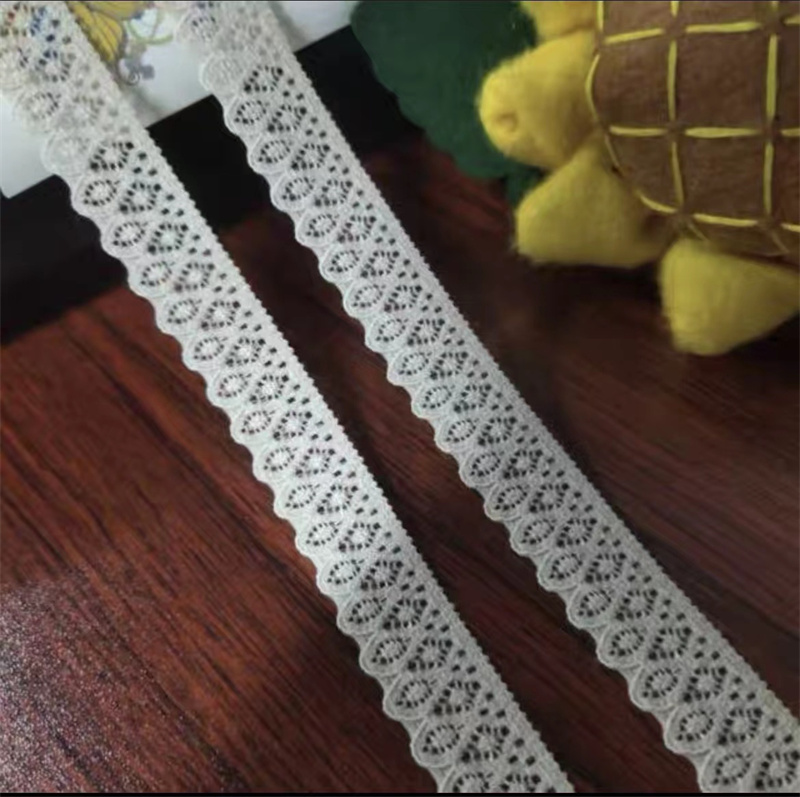 1.5cm白色弹力锦纶松紧蕾丝花边