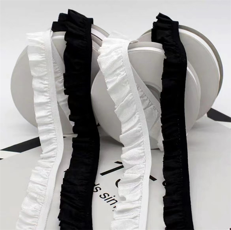 0.1cm-2.5cm黑白荷叶单边弹力木耳蕾丝花边