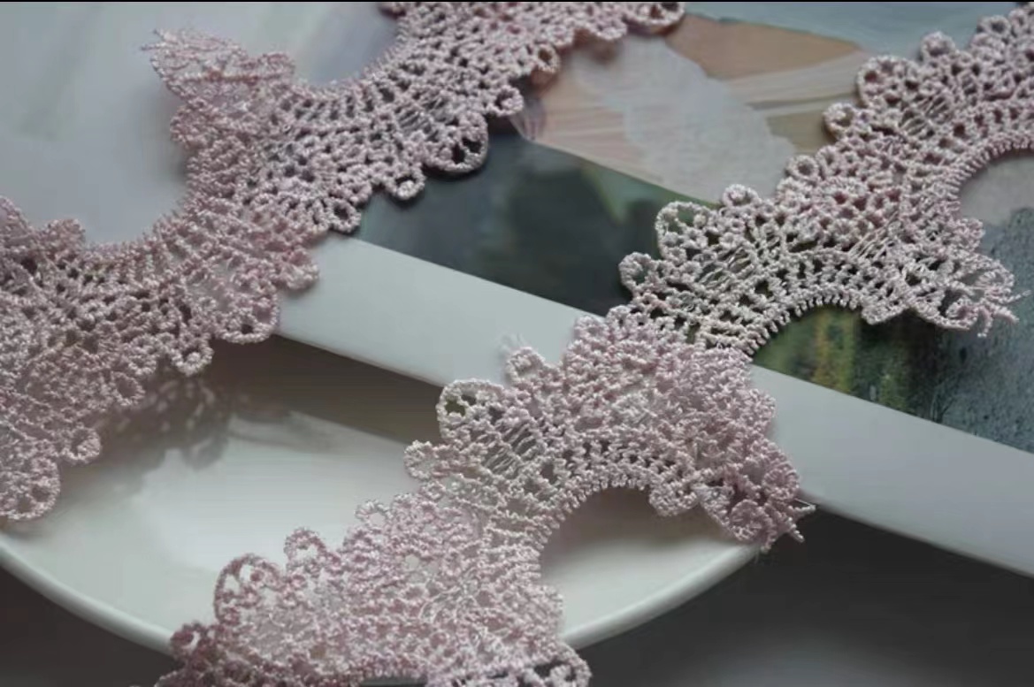 6.2cm pink water-soluble embroidery lace