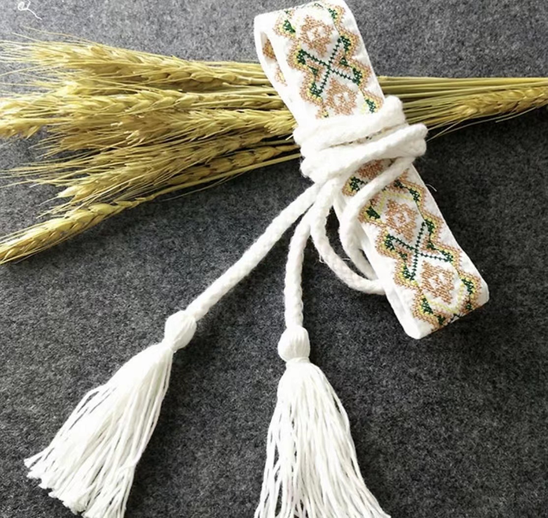 3.3cm文艺复古刺绣棉腰带