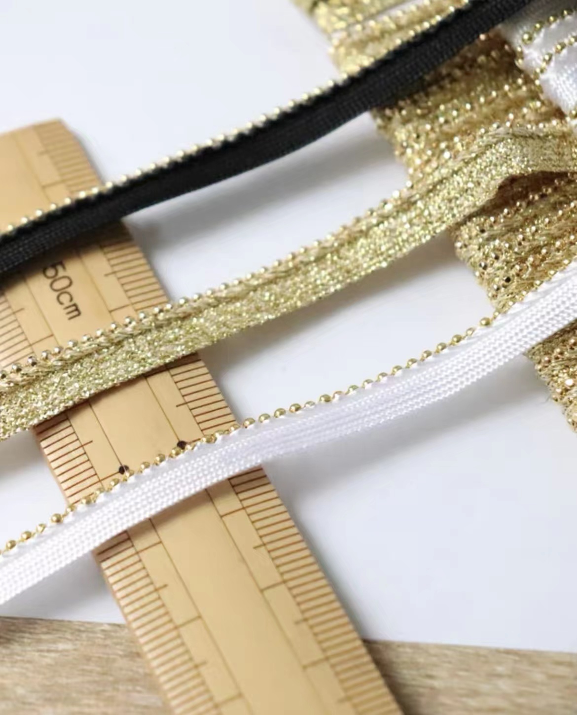 1cm metal gold silver human silk ribbon