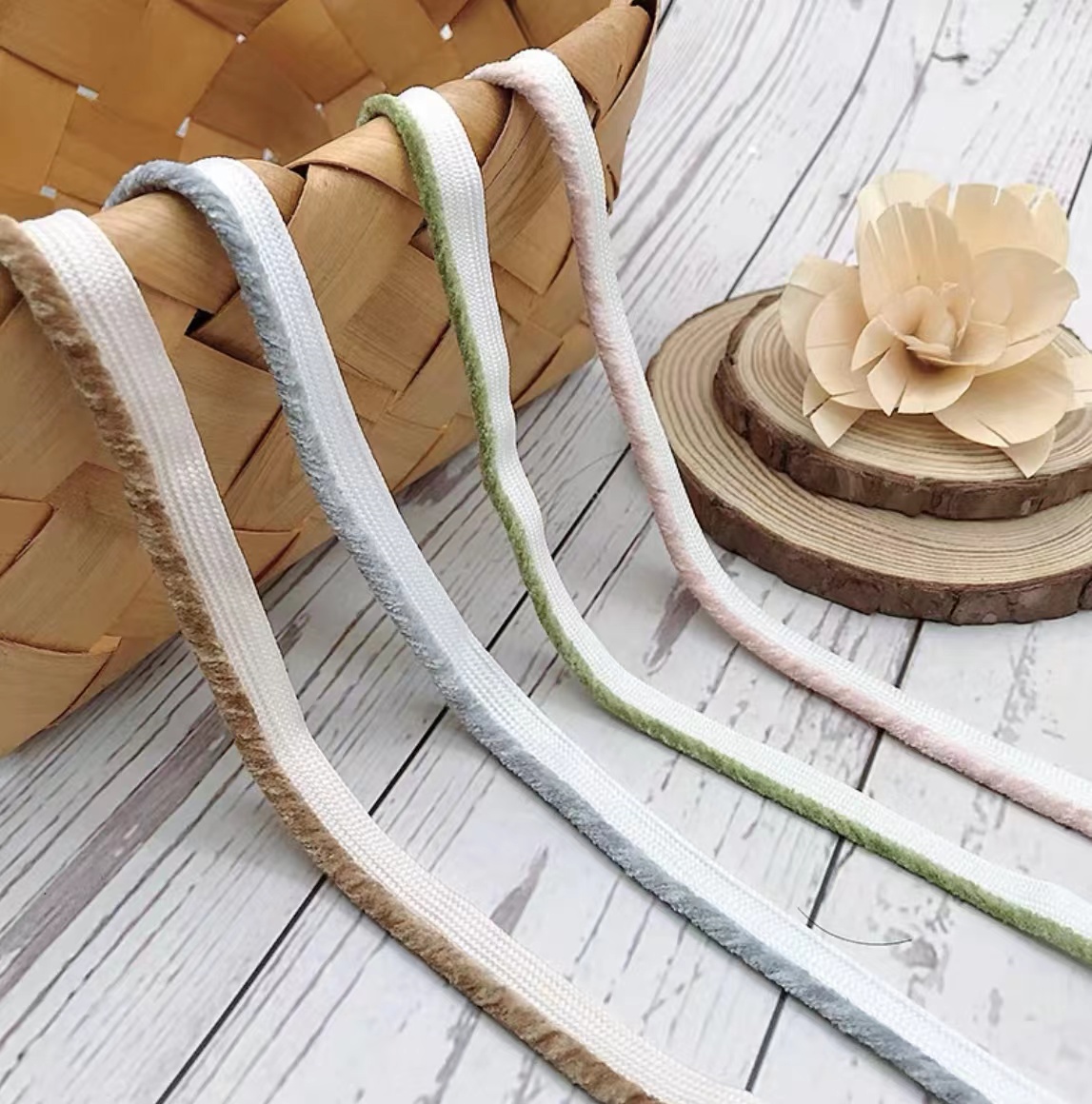 1cm chenille polyester ribbon